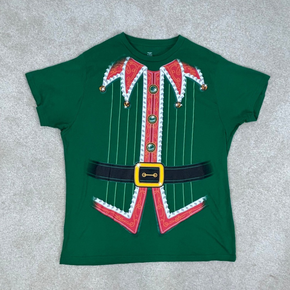 Men's‎ Holiday Time Elf Costume Green T Shirt XL 46-48 Christmas Party